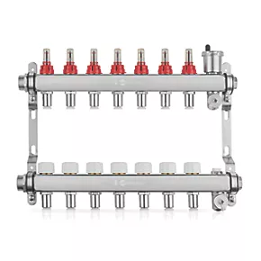JG Underfloor 7 Port LowFit Underfloor Heating Manifold Brushed Steel 1 JG Underfloor 7 Port LowFit Underfloor Heating Manifold Brushed Steel