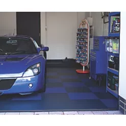 Garage Floor Tile Company X Joint Double Garage Interlocking Floor Tile Pack Blue / Graphite 27m² -Cheap Underfloor Heating Store 247RV A5