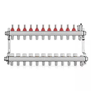 JG Underfloor 11 Port LowFit Underfloor Heating Manifold Brushed Steel 1 JG Underfloor 11 Port LowFit Underfloor Heating Manifold Brushed Steel