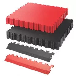 Garage Floor Tile Company X Joint Double Garage Interlocking Floor Tile Pack Black / Red 27m²