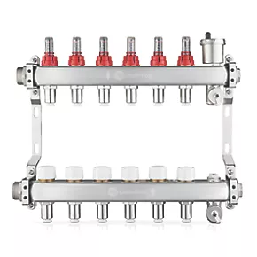 JG Underfloor 6 Port LowFit Underfloor Heating Manifold Brushed Steel 1 JG Underfloor 6 Port LowFit Underfloor Heating Manifold Brushed Steel